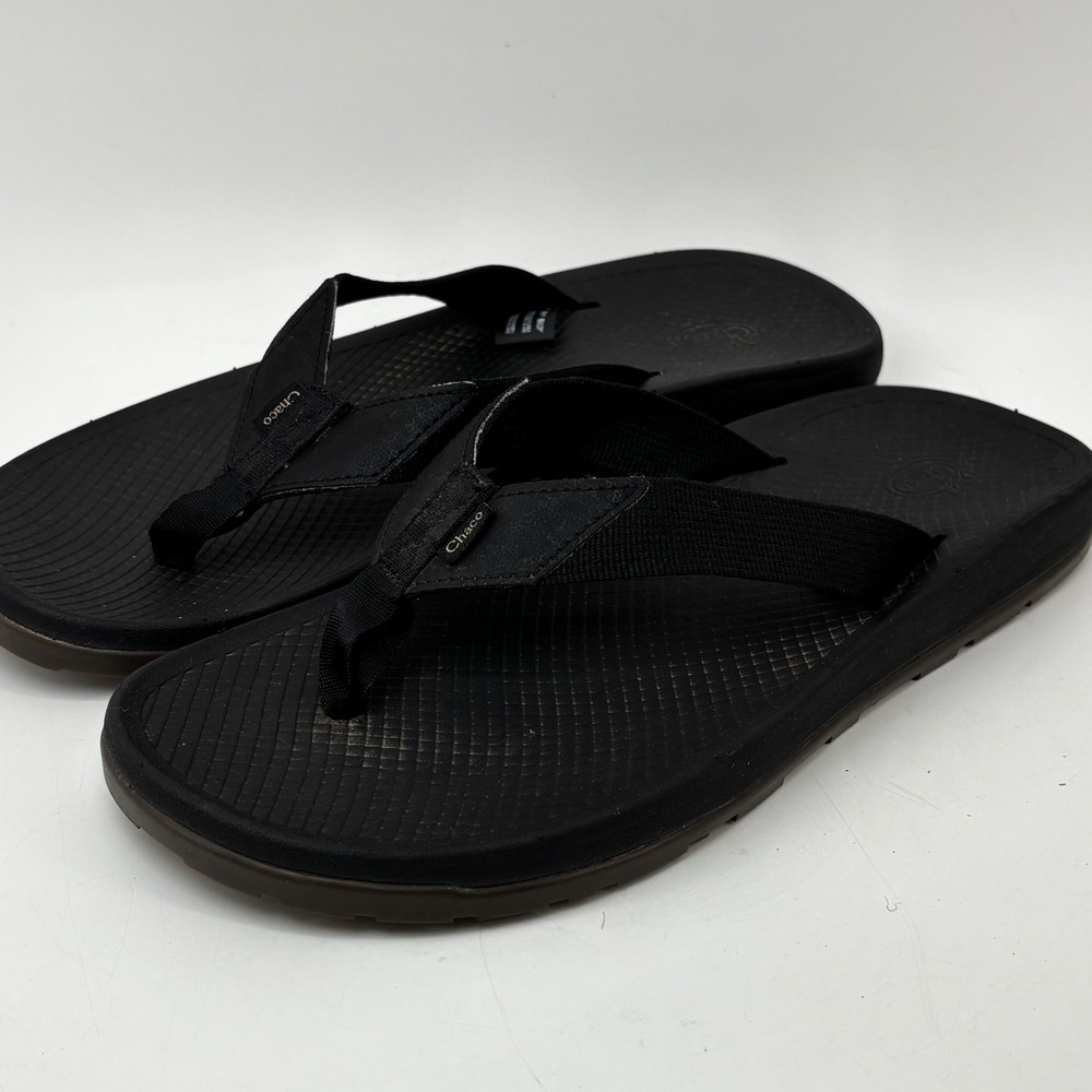 Chaco Lowdown Flip Flops Mens 11 Black Lightweight LUVSEAT Arch Support Sandals